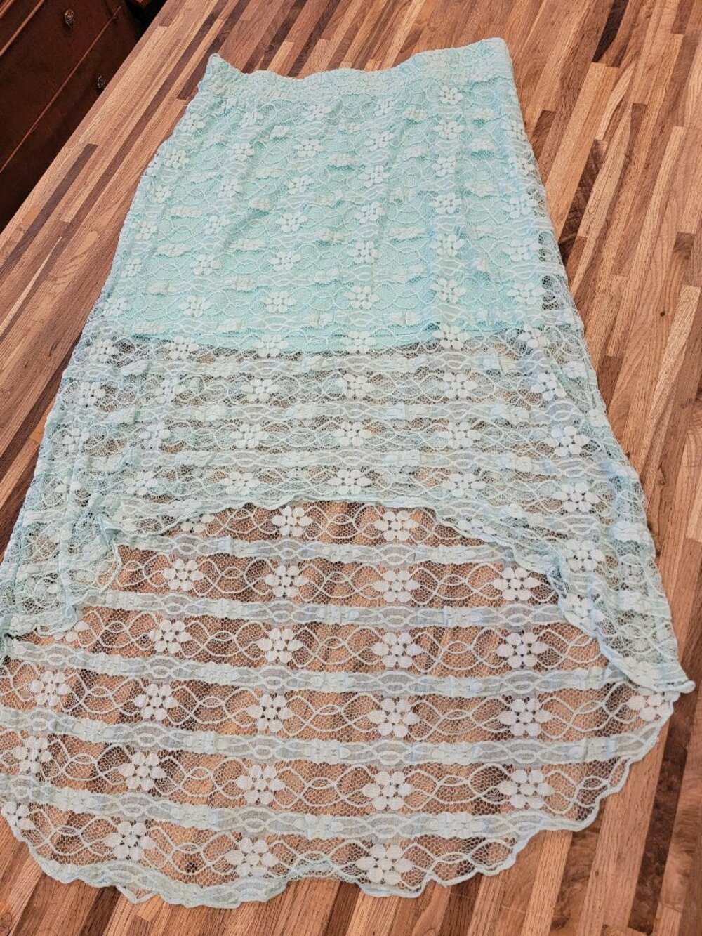 No Boundaries Turquoise Blue Hi Lo Maxi Skirt W Elastic Waist